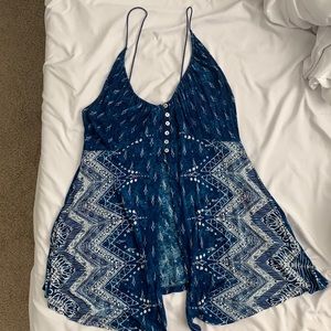 Blue open front summer top